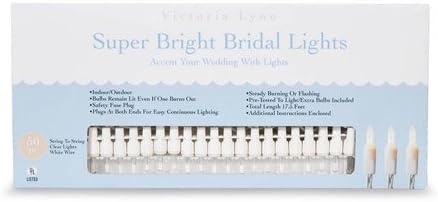 Clear White Wedding Lights Set - 50 Lights, White Cord, 17 Feet
