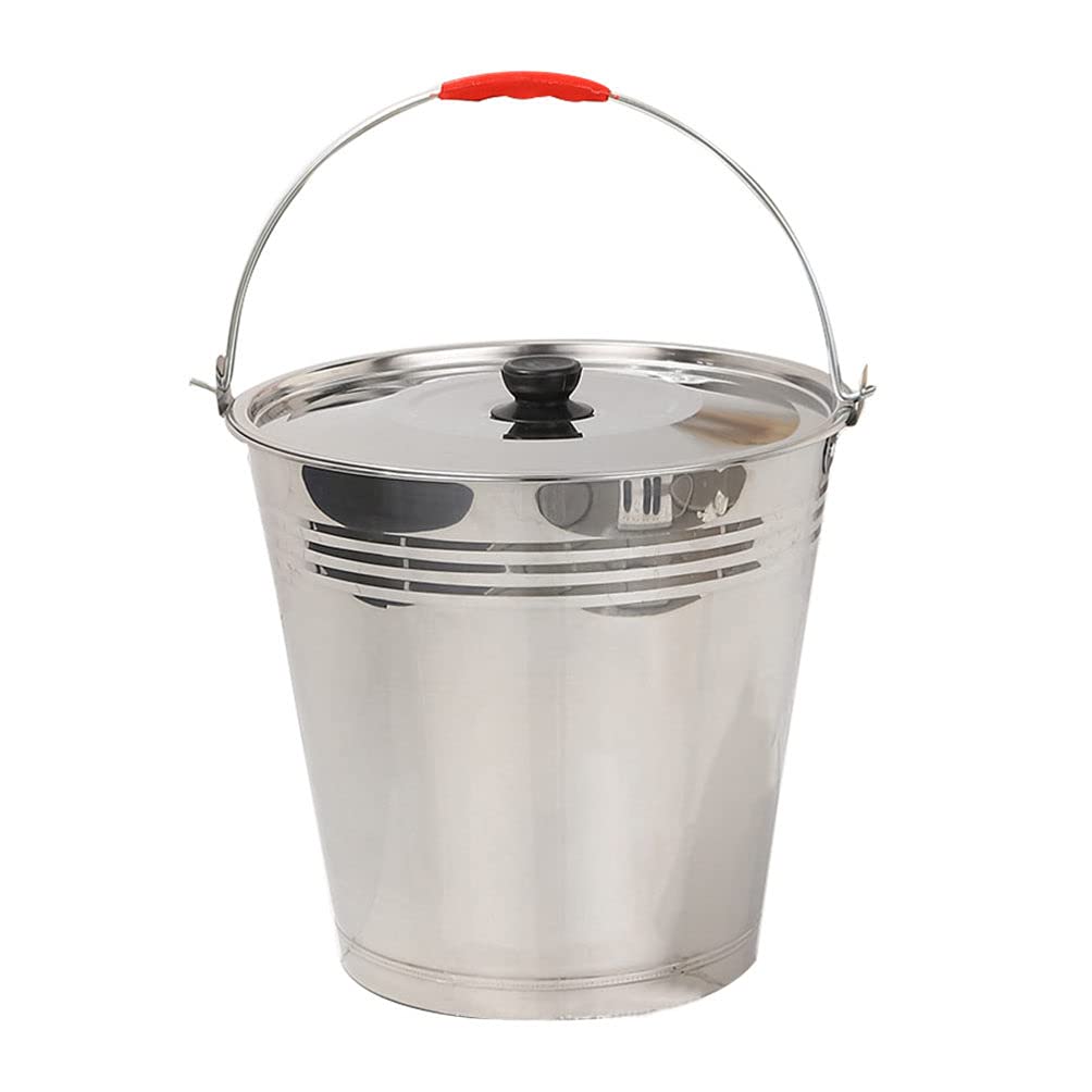 YARNOW Large Bucket Stainless Steel Milk Pails with Lid Milk Bucket for Goat and Cows for Farms Laboratory 22cm Metal