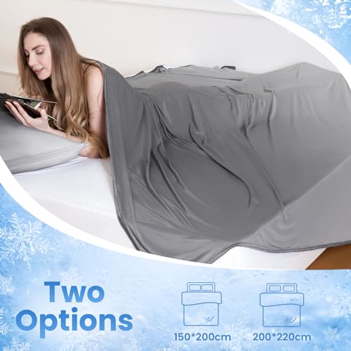 Elegear Cooling Blanket, Arc-Chill 3.0 Japanese Q-Max 0.5 Absorbent Body Heat Absorbent Lightweight Summer Blanket for Bed, Sofa, Gradient Grey 200 x 220 cm