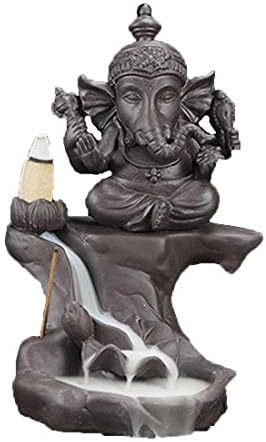 Backflow Incense Burner Incense Holder Figurine Ganesha Ceramic Craftwork Incense Burner Backflow Cone Holder Novelty Artwork Home Decor (Ganesha 2)