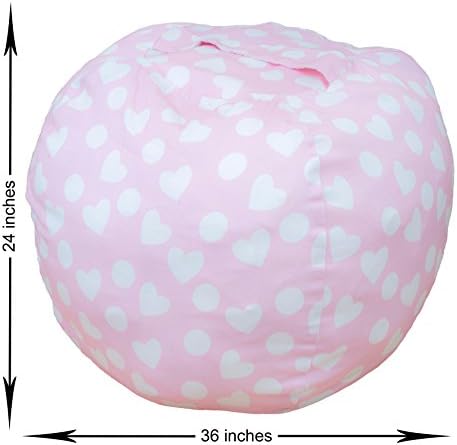 Stuffed Animal Storage Bean Bag Chair - Premium Seat - Easy Solution for Extra Toys / Blankets / Covers / Towels / Clothes (Large, Pink)