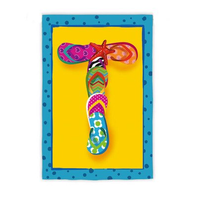 Flip Flop Monogram Garden Flag Letter: T