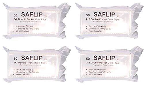 SAFLIP Double Pocket Safety Coin Flips (2" x 2", 200 Flips)