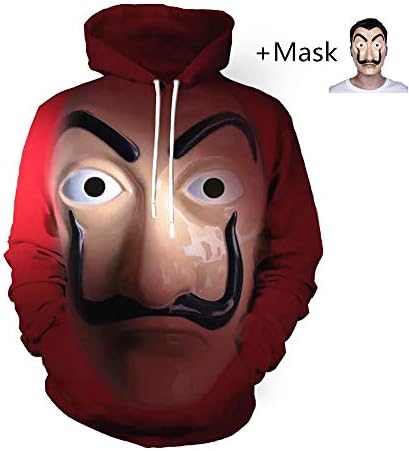 Unisex dali Hoodie La Casa De Papel Costume Hoodie Jumpsuit with Mask