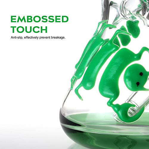 Tuksik Family Handmade Vase, 8\'\' High, Embossed Glowing Cartoon Pattern (Green)