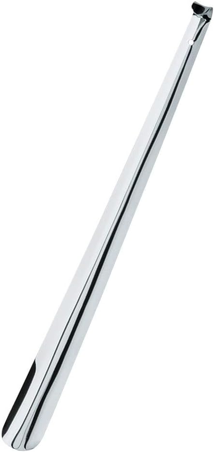 Delfa Shoe horn made of solid metal, comfortable length 20.4 in. / 52 cm with hook, Silver