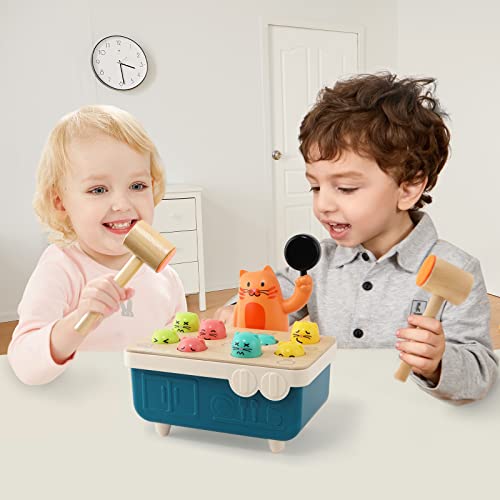 TOP BRIGHT Developmental Toys for 1 Year Old Wooden Pounding Bench Toy