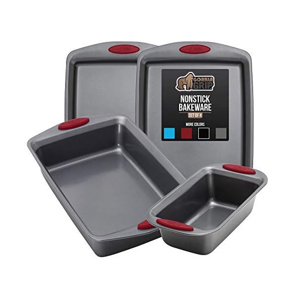 Gorilla Grip Nonstick, Heavy Duty, Carbon Steel Bakeware Sets, 4 Piece