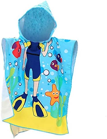 OHQ Toddler Hooded Beach Bath Towel Soft Swim Pool Coverup Poncho Cape For Boys Girls Kids Children 1-12 Years Old Bath Robe