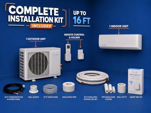 Senville LETO Series Mini Split Air Conditioner Heat Pump, 24000 BTU 208/230V, Works with Alexa, White