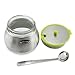 Newness Clear Glass, Stainless Steel and Plastic Sugar Bowl with Lid and Sugar Spoon for Home and Kitchen, 9.4 Ounces(280 Milliliter), Green
