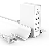 Multi Port Usb Charger with Phone Stand, 24W 4.8A 4-Port Usb Hub Rapid Desktop Charging Station Usb Adapter for Apple iOS,Samsung Android &amp; All Other USB Enabled Devices-White