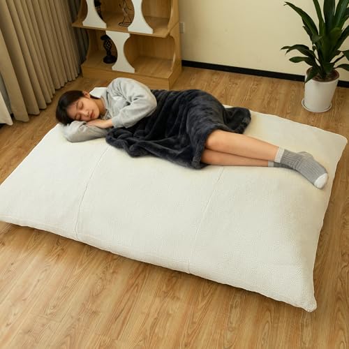 WWI Soft Bean Bag Cozy Bean Bag Bean Bag Chair Best for Lounging Indoor Kids & Adult Soft Velvet Fabric Comfy Couch with Handle (beige)