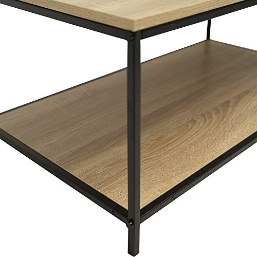 CHopetree Small Coffee Table with Shelf for Living Room Black Metal