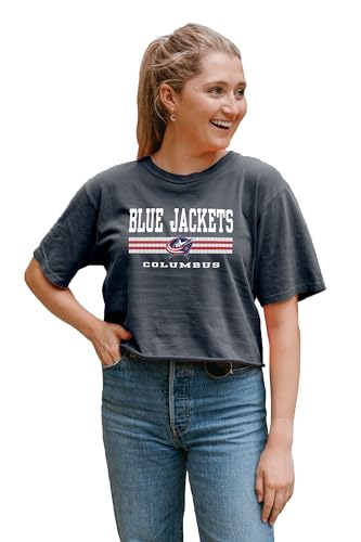 Columbus Blue Jackets NHL Officially Licensed Women's Crop Top T-Shirt Ringspun…