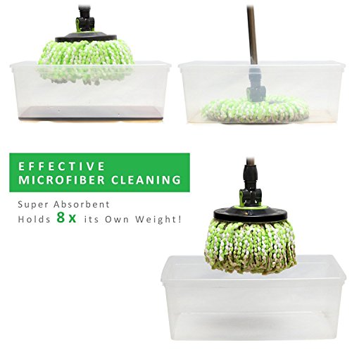Cleaning Solutions 79117 Stainless Steel Spin Mop with 3 Microfiber Mop Head Refills, Soap Dispenser, 4 Wheels and Extendable Pole