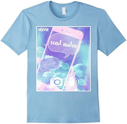 Men's SEND NUDES Funny Stylish Graphic Tee Shirt T-Shirt Medium Baby Blue