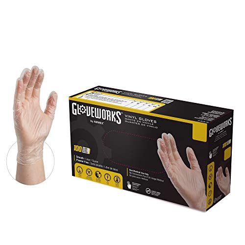 GLOVEWORKS Clear Vinyl LightIndustrial Disposable Gloves, 3 Mil, Food