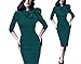 Women's 1950s Retro 3/4 Sleeve Bow Cocktail Party Evening Dress Work Pencil Dress Green Medium
