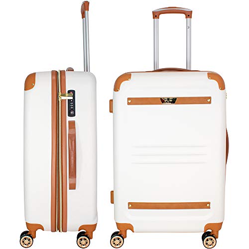 V19.69 Italia Vintage Expandable Hardside Spinner Luggage with a TSA Lock (Bianco White, 24")