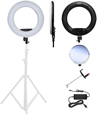 Yidoblo 18 Inch 48W SMD LED Ring Light Bi-Color Dimmable Camera Photo Studio Video Portrait Film Selfie YouTube Photography Continuous Lights with Phone/Camera Bracket,Makeup Mirror Black