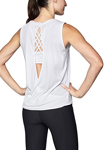 Mippo Womens Sexy Backless Tops Junior Yoga Workout Tank Tops Loose Fit Sleeveless Open Back Work Out Shirts Cute Fitness Cut Out Vest Summer Clothes White M