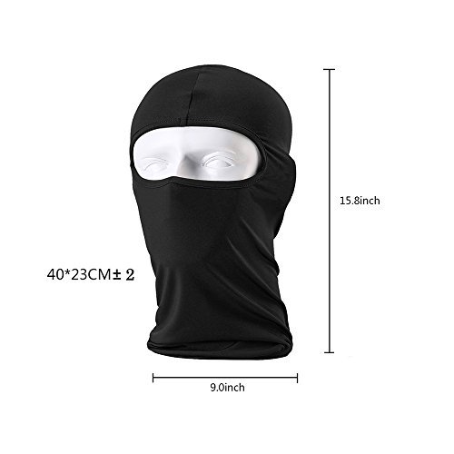 Ultra-Thin Headband Ski Bike Bicycle Face Mask Outdoor Sports Helmet Balaclava Full Face Mask for Sun UV Protection (Black)