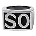 OAKKY Jewelry Men's Stainless Steel Biker Rings, SO, Vintage, Silver and Black, Size 10