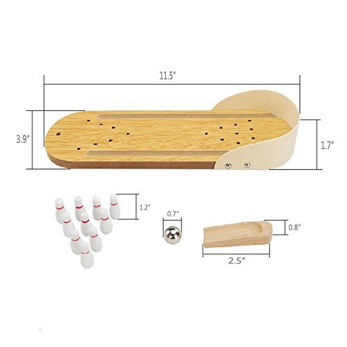 Mini Bowling Game, Mini Wooden Desktop Bowling Game Mini Tabletop Bowling Toy Classic Desk Ball for Kids and Adults