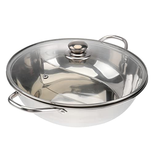 CONGARTENO Multifunctional Stainless Steel Induction Cooker Hot Pot with Lid Dual Sided Divider for Two Flavors Suitable for Home Parties and Hot Pot Restaurants