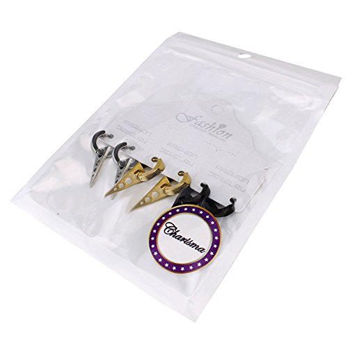 Charisma Stainless Steel Hoop Earrings for Men Cross Triangle Awl Taper Rivets black earrings(3 Pairs-Gold Plated/Steel/Black)