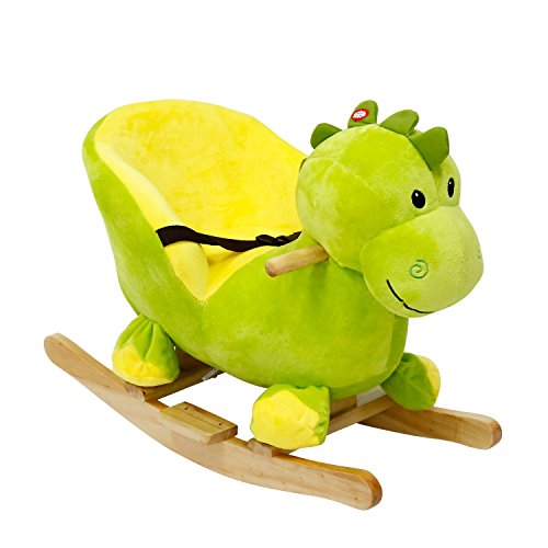 Kinbor Baby Kids Toy Plush Rocking Horse Little Dinosaur Theme Style Riding Rocker with Sound, Seat belts