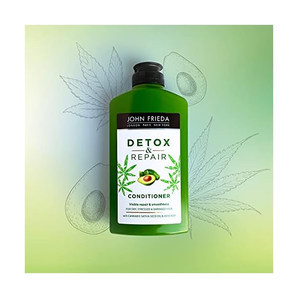 John Frieda Detox & Repair Conditioner for Dry, Stressed & Damaged Hair with Avocado Oil and Green Tea, 250 ml