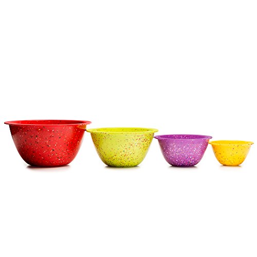 Zak Designs Confetti Mixing Bowl Set, Nesting Bowls for Space Saving