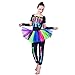 rodasue Women's Colorful Skeleton Halloween Costumes (L)