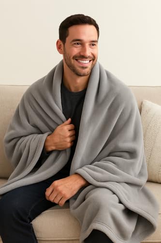 Manta Casal de Microfibra Fleece | Cobertor Macio e Quentinho, Dupla Face, 1,80m x 2,00m – Cinza