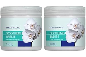 SMELLS BEGONE Air Freshener Odor Absorber Gel - 15 oz, Pack of 2 - Absorbs and Eliminates Odor in Pet Areas, Bathrooms, Cars, & Boats - Made with Essential Oils - Soothing Breeze Scent