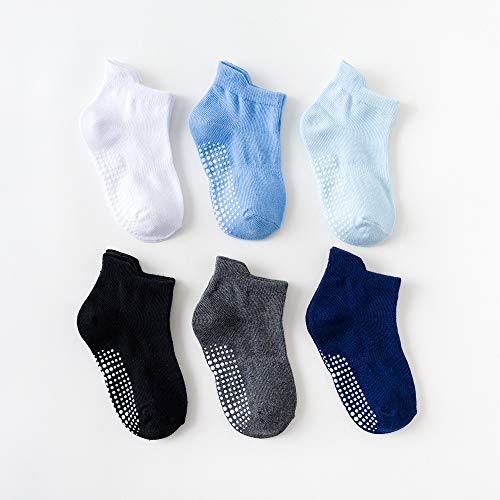 Toddler Infant Boys Girls Grip Ankle Socks Non Slip Anti Skid Socks 6 Pairs Socks Gift Set (3-5 years, 6 pack boys)