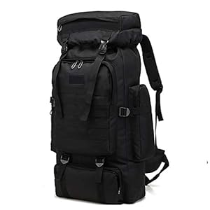 WintMing 70L Camping Hiking Backpack Molle Rucksack Waterproof Traveling Daypack, No Internal Frame