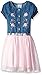 Nannette Girls' Short Sleeve Denim Dress with Tulle