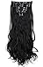 8Pcs 18 Clips 17-26 Inch Curly Straight Full Head Clip in on Hair Extensions Women Lady Hairpiece, standar Weft-dark Black#1, 24 Inch-Curly