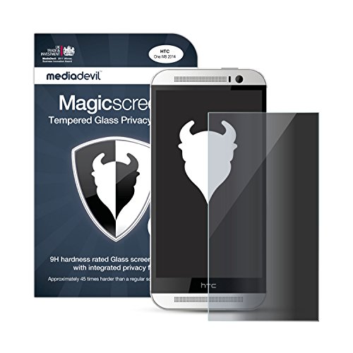 HTC One M8 (2014) Privacy Tempered Glass Screen Protector, MediaDevil Magicscreen Privacy Security Filter (1-Pack)