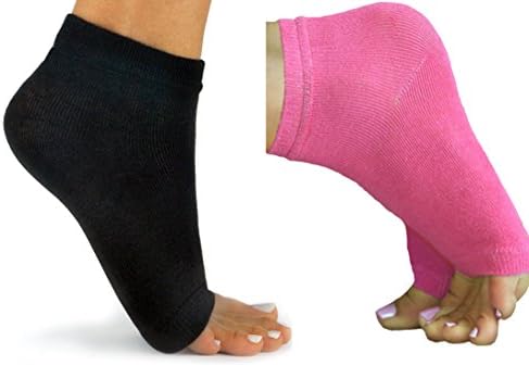 Nice PackagingToeless Socks-2 Pairs - Perfect for Yoga, dance, exercise, pedicures, and more (Black & Pink)Fits All