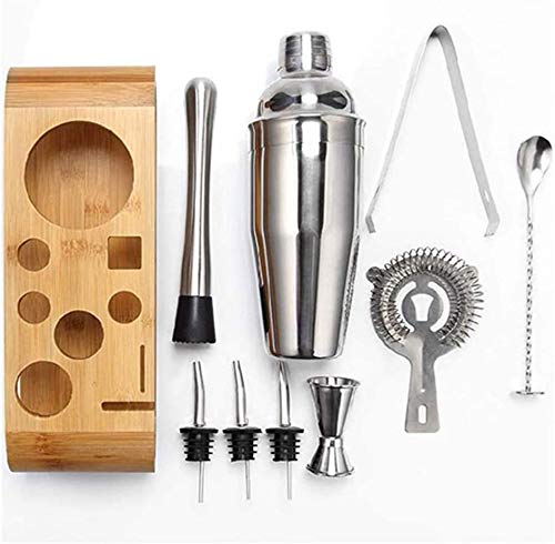 LKNJLL Premium-Cocktail Shaker Bar Werkzeuge Set, Edelstahl gebürstet Barkeeper Kit mit Allen Barzubehör, 24 Oz… – Bild 6