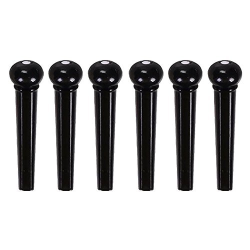 Simtyso 6pcs Black Acoustic Guitar ABS Plastic Bridge Pins - Thumbnail 3