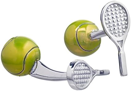 Sterling Silver Tennis Racket Raquet and Ball Cufflinks by Jan Leslie