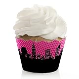 BAM! Girl Superhero - Baby Shower or Birthday Party Cupcake Wrappers - Set of 12