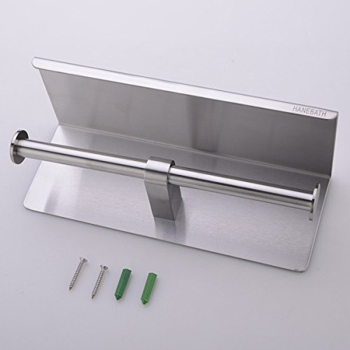 HANEBATH Bathroom Wall Mounted Double Toilet Paper Roll Holder, Brushed Nickel