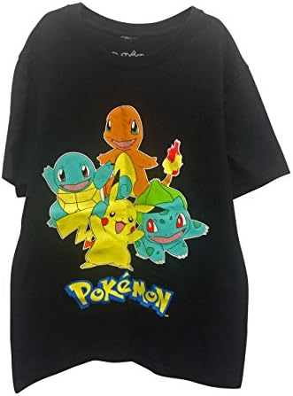 Pokemon T Shirt - Officially licensed Pokemon Shirt For Boys Crewneck - Squirtle Black - Extra Small