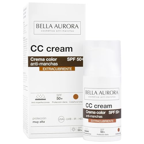 - CC Cream Antimanchas Extracubriente SPF50+ 30 ml, Protector Solar Antimanchas, Crema Color Antimanchas, para Hiperpigmentaciones y Unificar el Tono, Crema Solar Facial, Cobertura Óptima